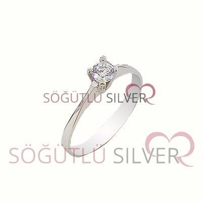 925 ayar gümüş rodyumlu tek taş yüzük tek taş ve beş taş SGTL2983