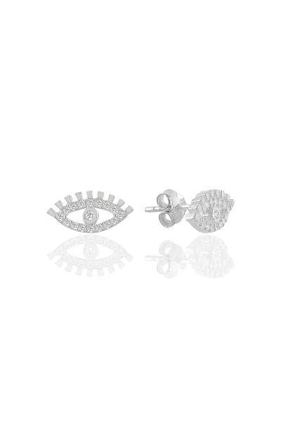 Gümüş rodyumlu zirkon taşlı eye göz küpe SGTL11091RODAJ