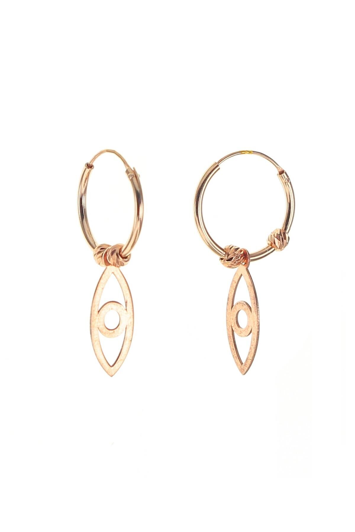 Gümüş halkalı rose dorica toplu göz küpe SGTL8703