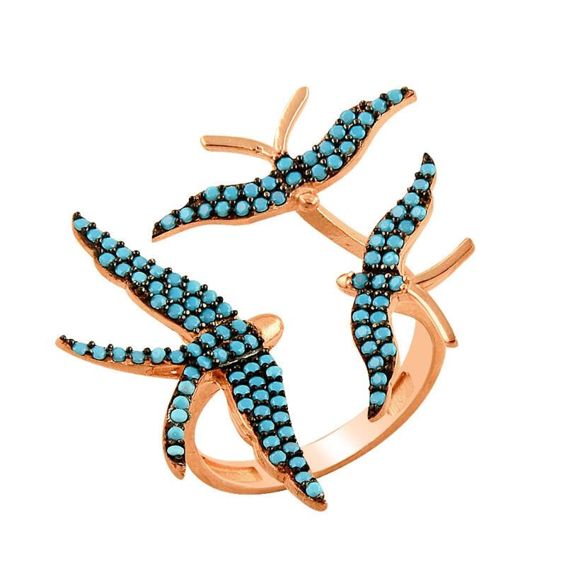 firuze taşlı üçlü martı yüzük SGTL2520