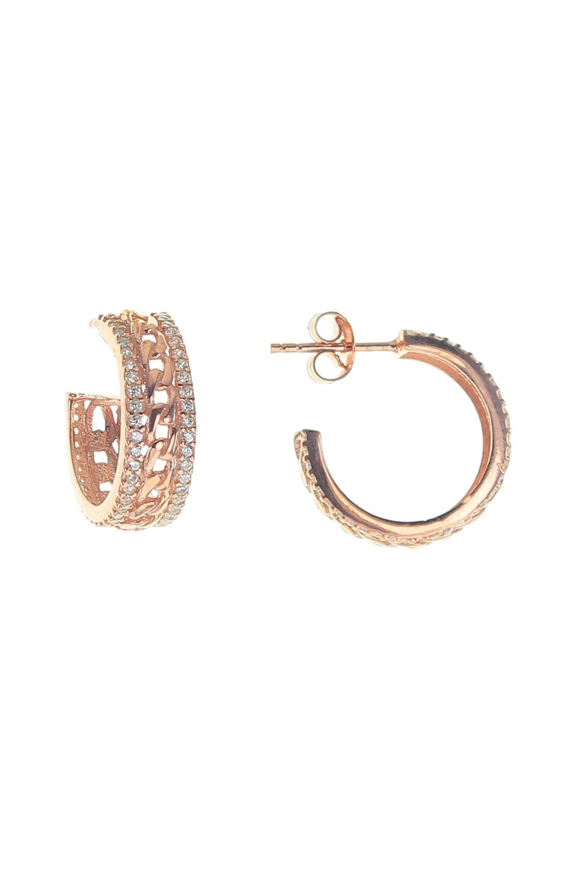 Gümüş yarım halkalı zincir modeli küpe SGTL8705