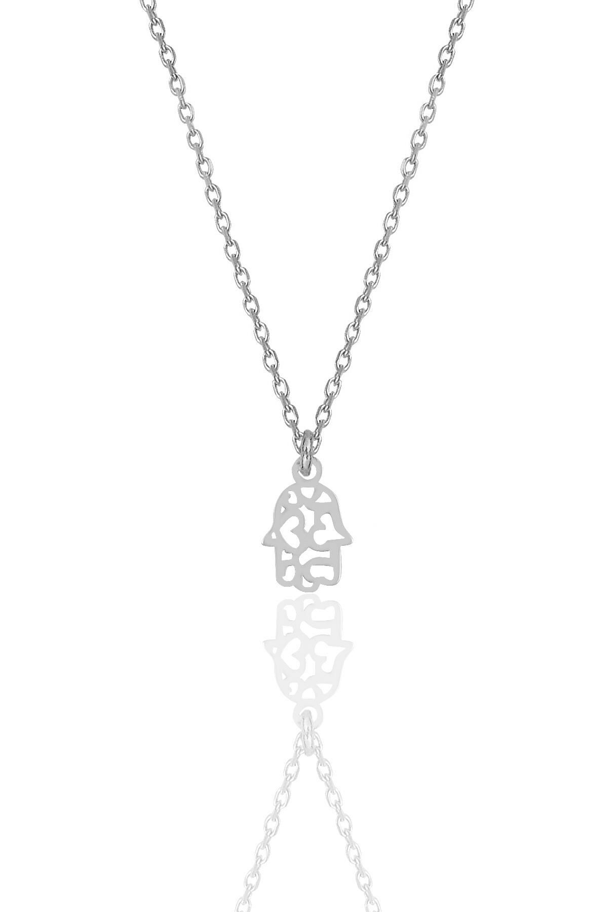 Gümüş rodyumlu  Fatma ana eli kolye SGTL11999RODAJ