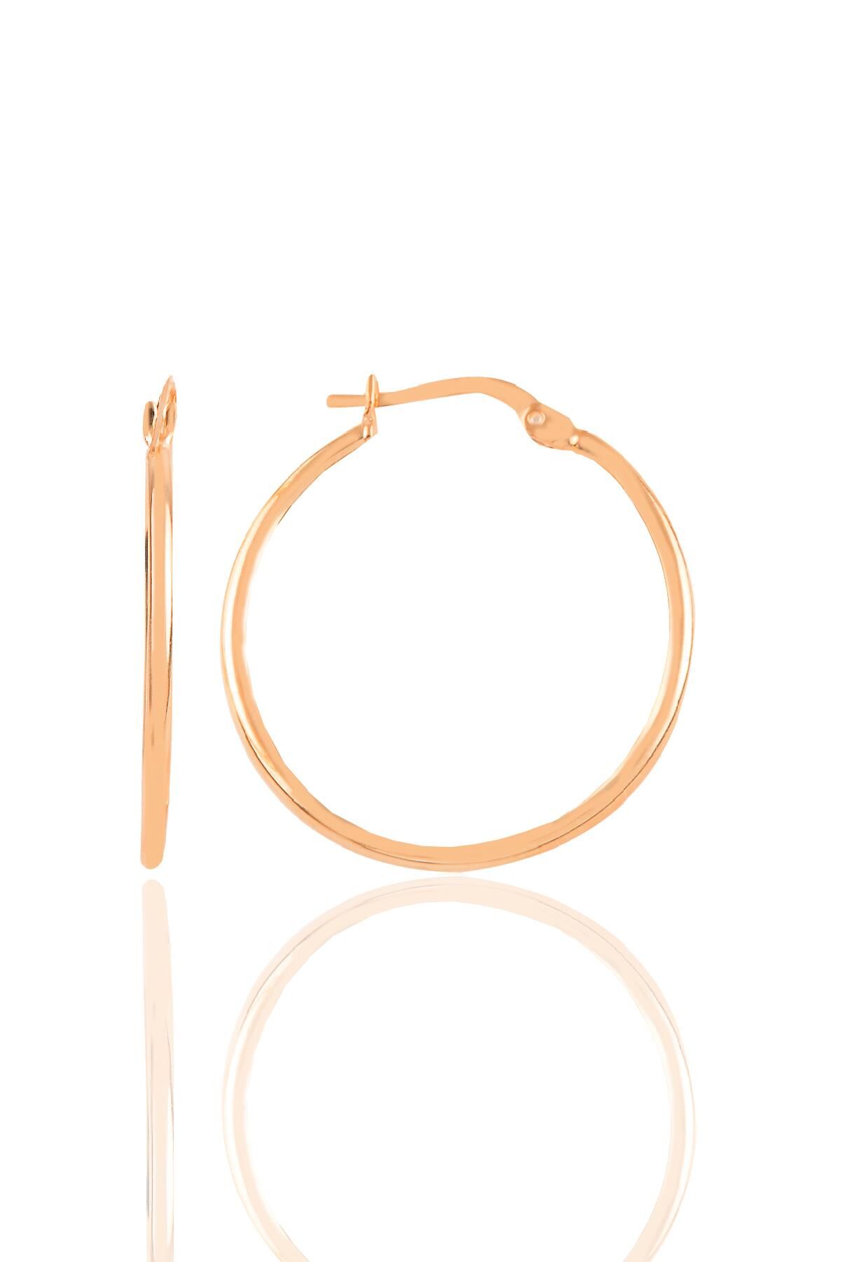 Gümüş rose 32 mm şarnel halka küpe SGTL12287ROSE