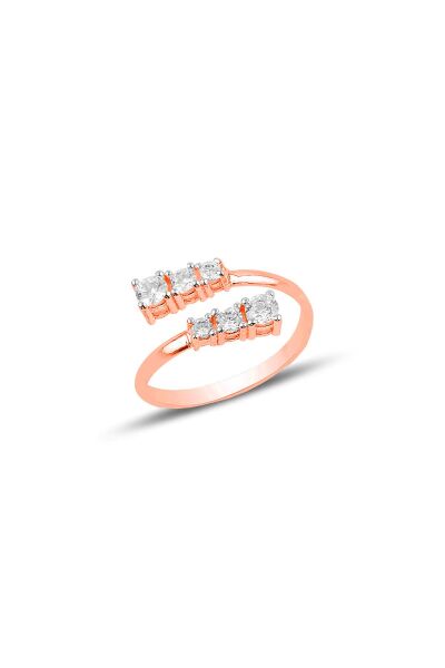Gümüş rose zirkon taşlı pırlanta modeli pırıltı üçlü set SGTL11088ROSE