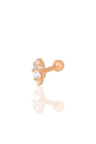 Gümüş rose zirkon taşlı Tragus helix Piercing küpe SGTL12207ROSE