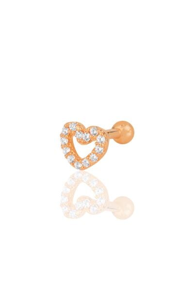 Gümüş rose zirkon taşlı kalp modeli Tragus helix Piercing küpe SGTL12206ROSE