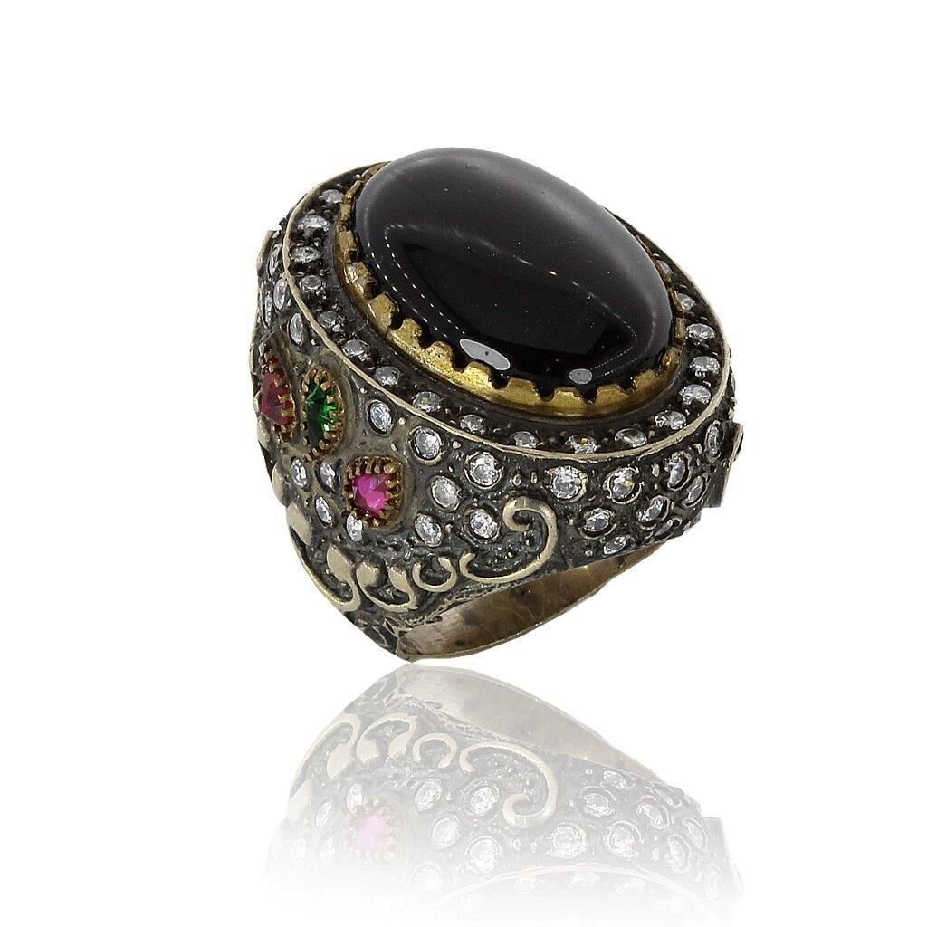 onix ve özel taşlarla mıhlanmış yüzük SGTL5191