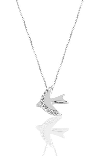 Gümüş rodyumlu zirkon taşlı martı kolye  SGTL10377MARTI