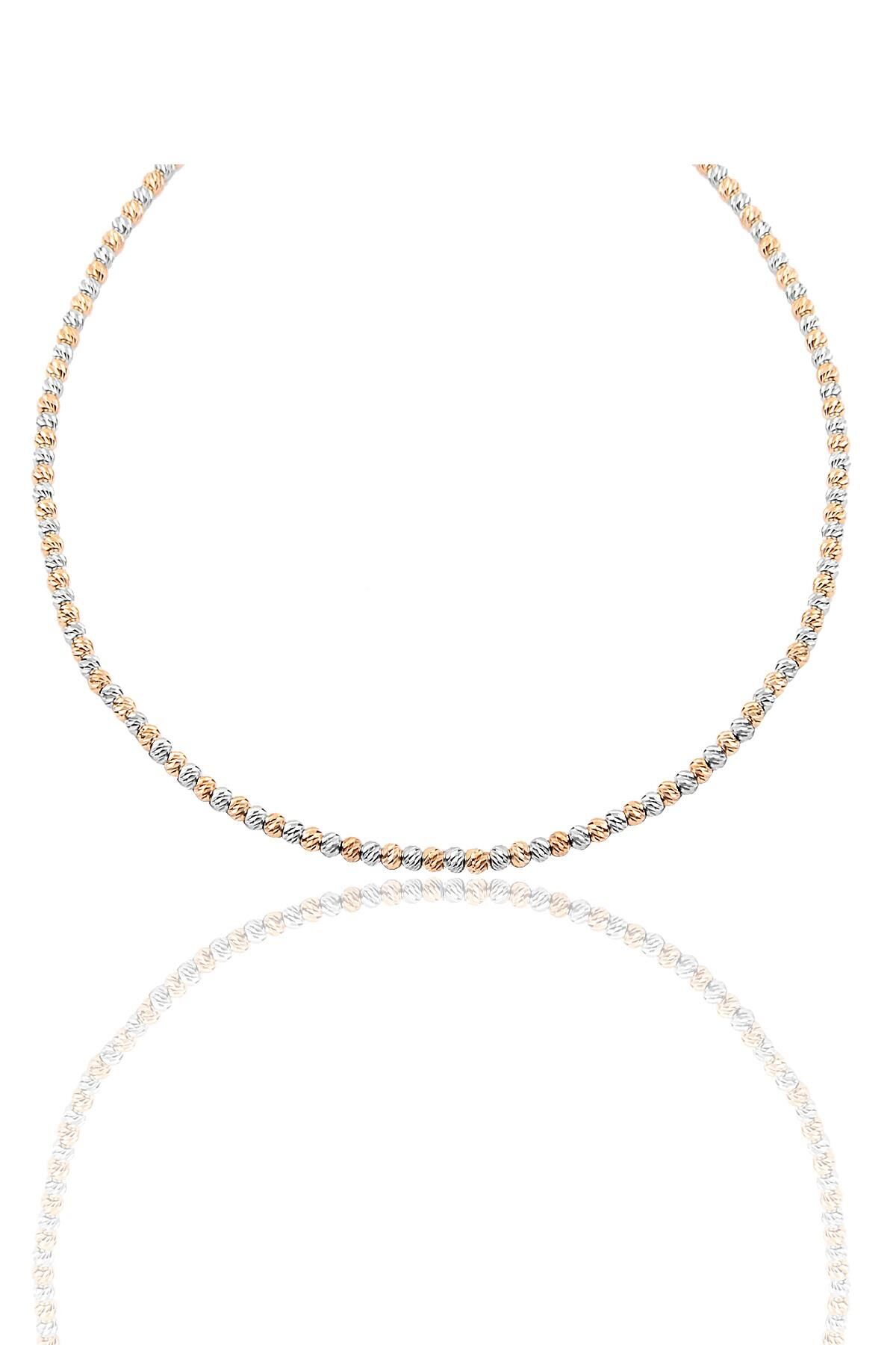 Gümüş rose ve rodyumlu  dorica kolye SGTL10390RENKLI
