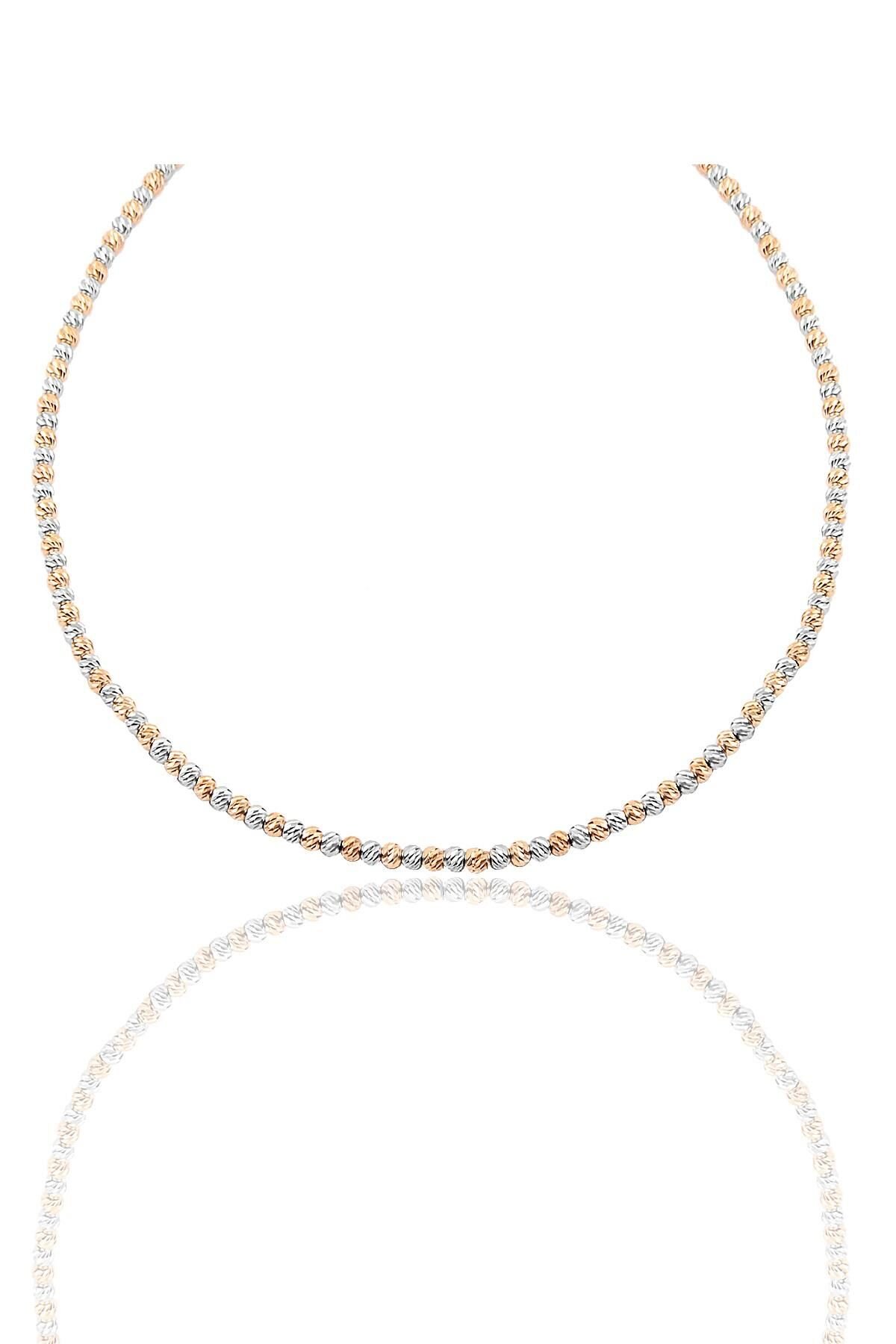 Gümüş rose ve rodyumlu  dorica kolye SGTL10390RENKLI
