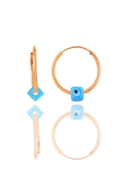 Gümüş rose top top zincirli  nazarlı turkuaz set SGTL11086ROSE