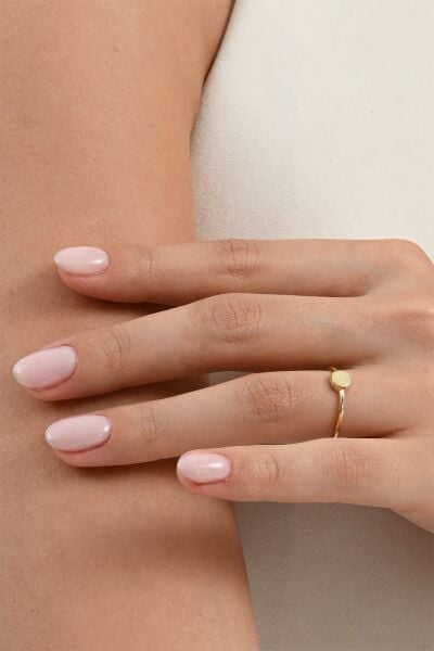 925 ayar gümüş altın yaldızlı minimalist plaka yüzük