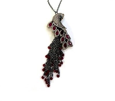 uzun zincirli püsküllü tavus kuşu kolye kolye53108