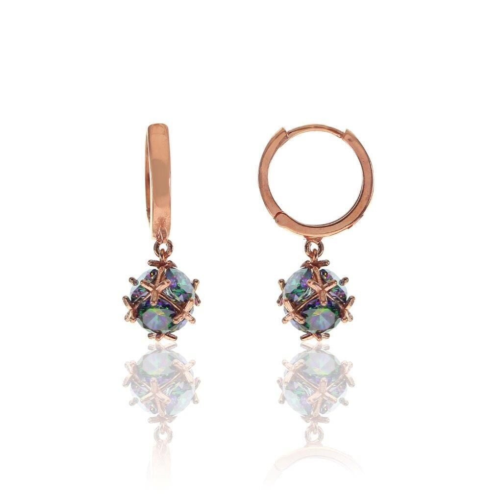 Mistik topaz taşlı top küpe SGTL8153