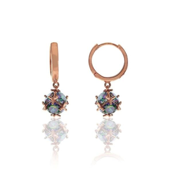 Mistik topaz taşlı top küpe SGTL8153