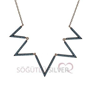 nano turkuaz taşlı zikzak kolye kolye5108