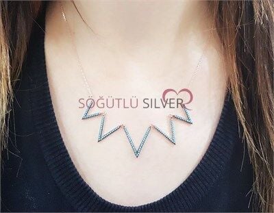 nano turkuaz taşlı zikzak kolye kolye5108