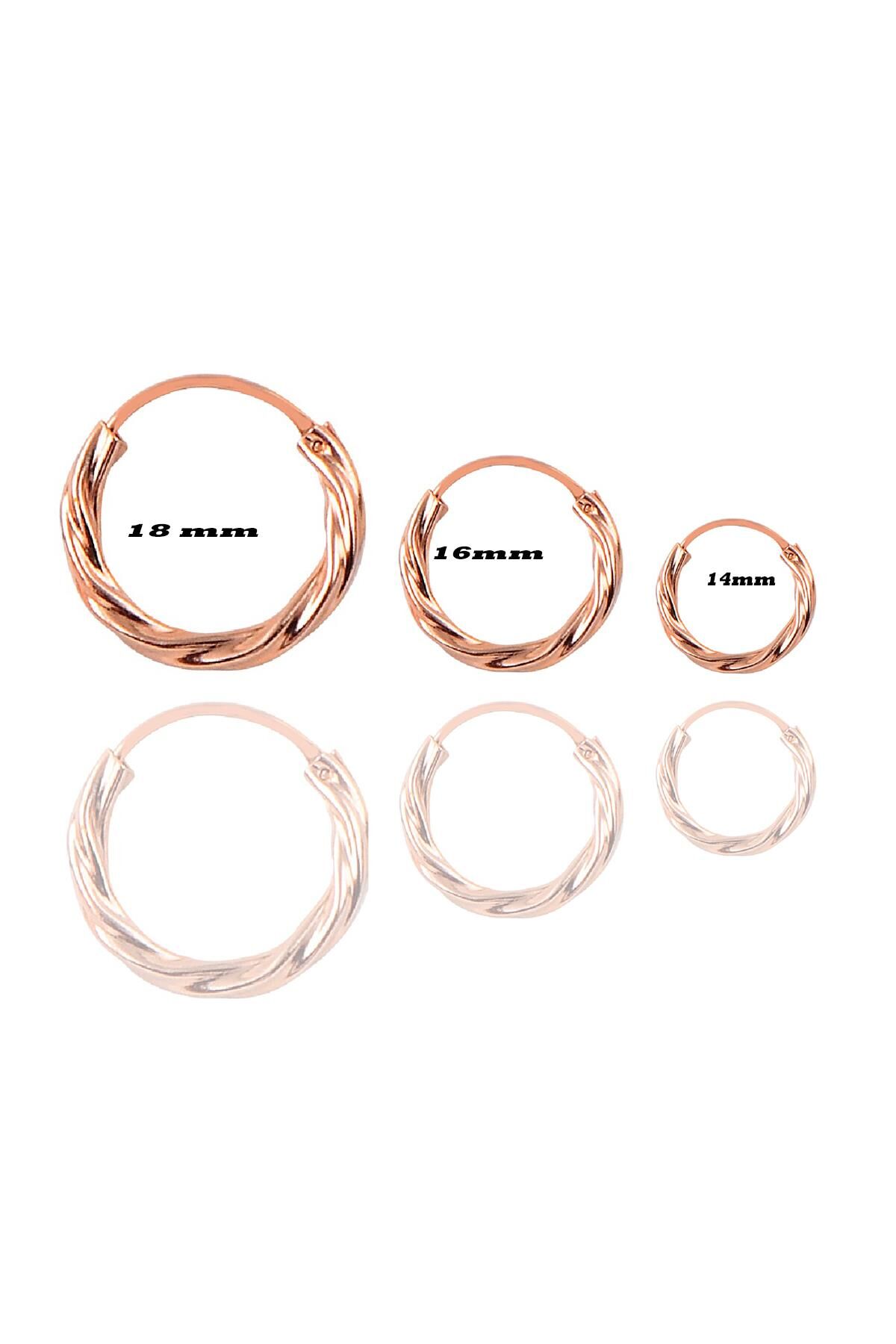 Gümüş rose 3 boydan oluşan burgu küpe  SGTL11083ROSE