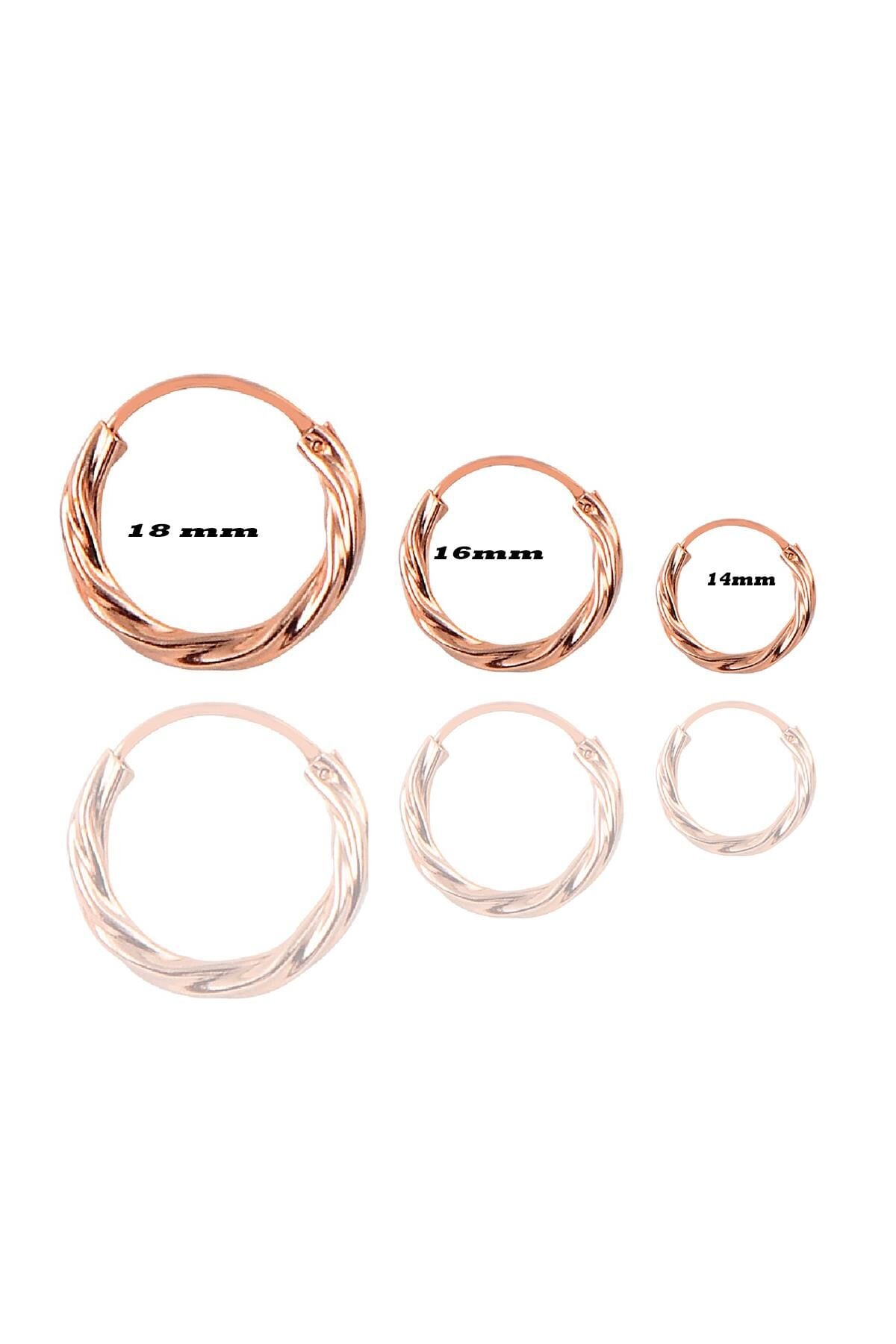 Gümüş rose 3 boydan oluşan burgu küpe  SGTL11083ROSE