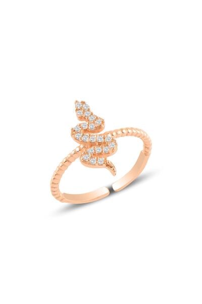 Gümüş rose yılan kolye küpe ve yüzük seti SGTL10749ROSE