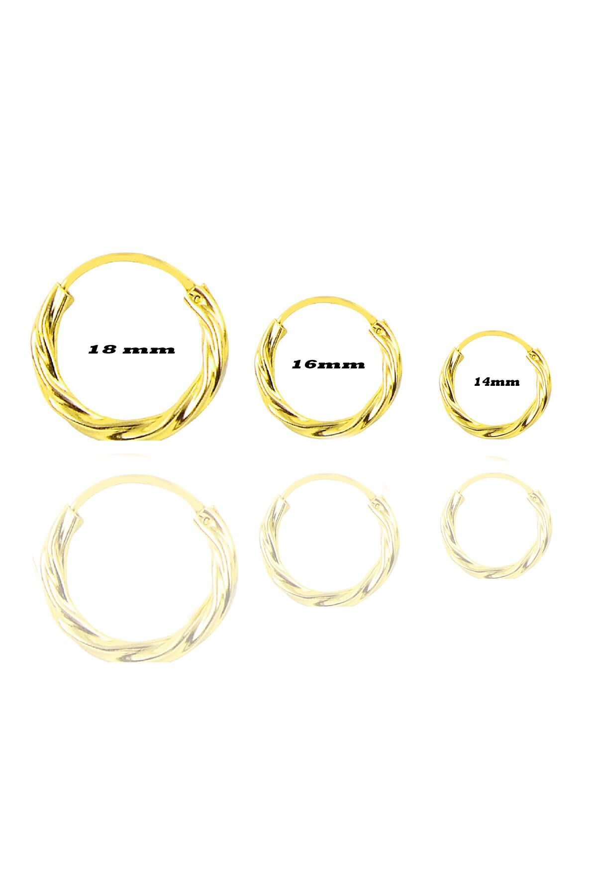 Gümüş altın yaldızlı 3 boydan oluşan burgu küpe SGTL11083GOLD