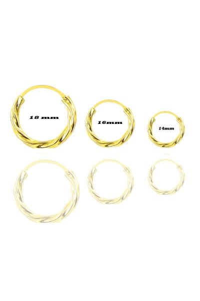 Gümüş altın yaldızlı 3 boydan oluşan burgu küpe SGTL11083GOLD