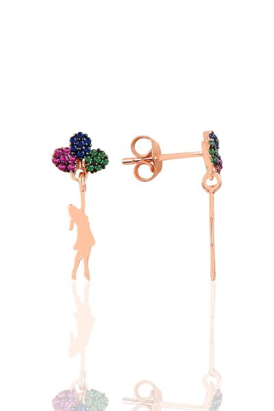 Gümüş rose  balonlu kız  küpe SGTL10751ROSE