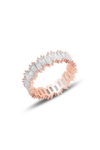 Gümüş rose baget taşlı tamtur yüzük SGTL11449ROSE