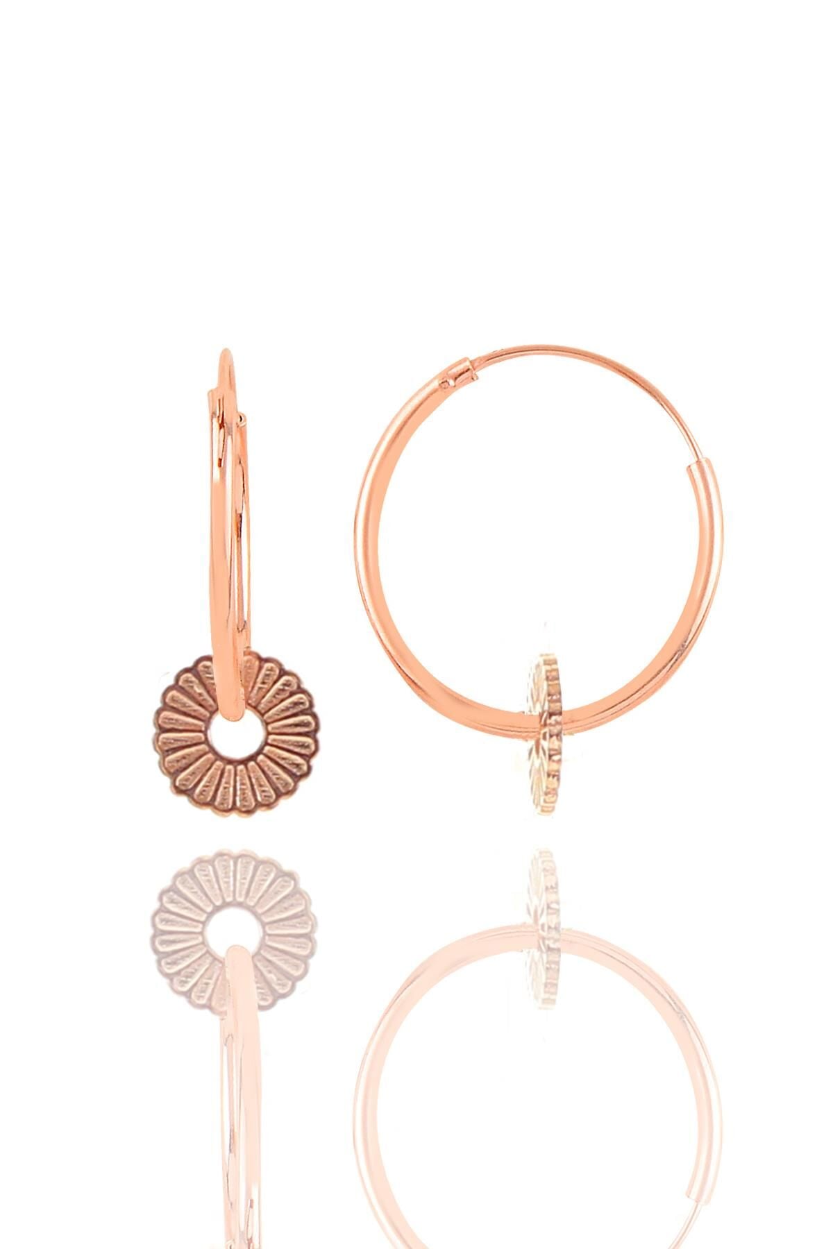 Gümüş rose papatya  halka küpe SGTL11081ROSE