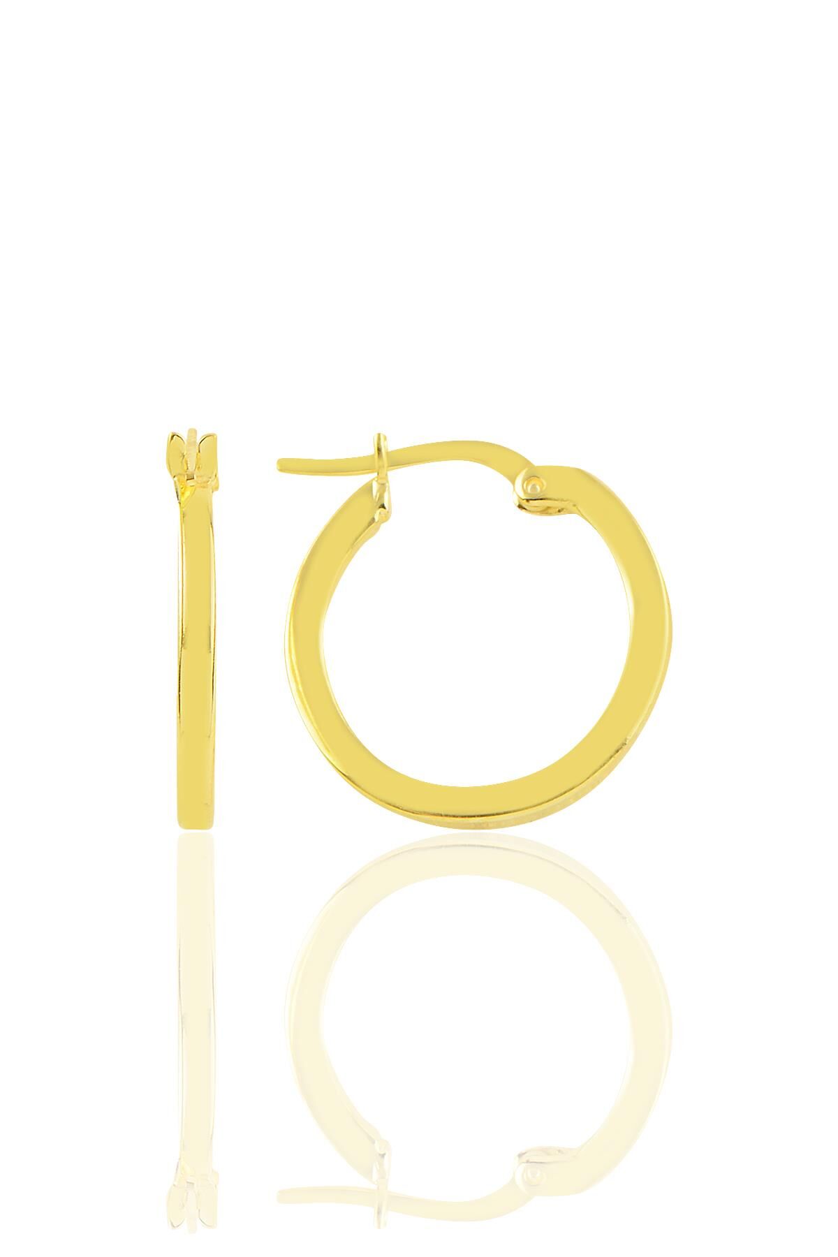 Gümüş altın yaldızlı 19 mm şarnel halka küpe SGTL10756GOLD