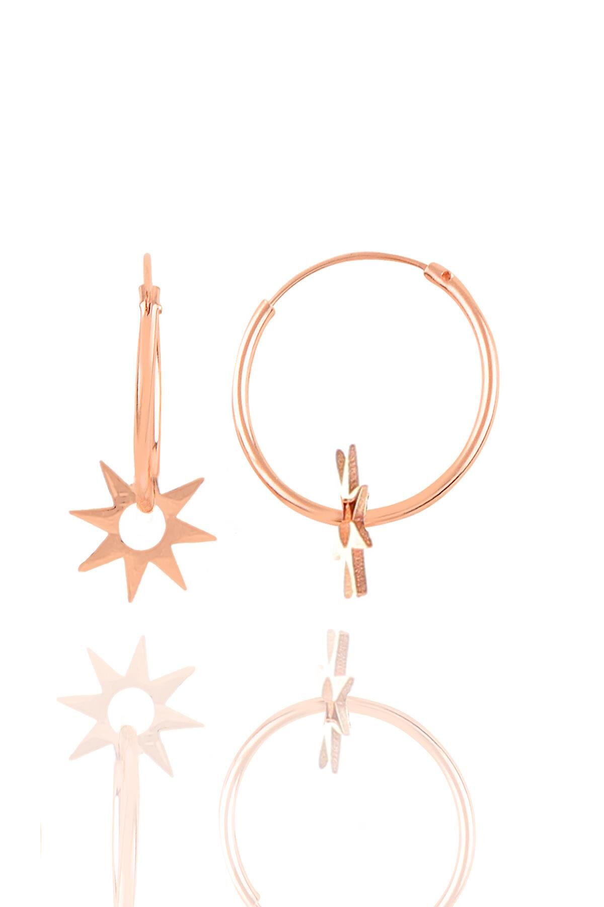 Gümüş rose güneş halka küpe  SGTL11080ROSE