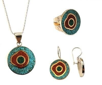 MOZAİK DOĞALTAŞLI ÜÇLÜ SET set8363