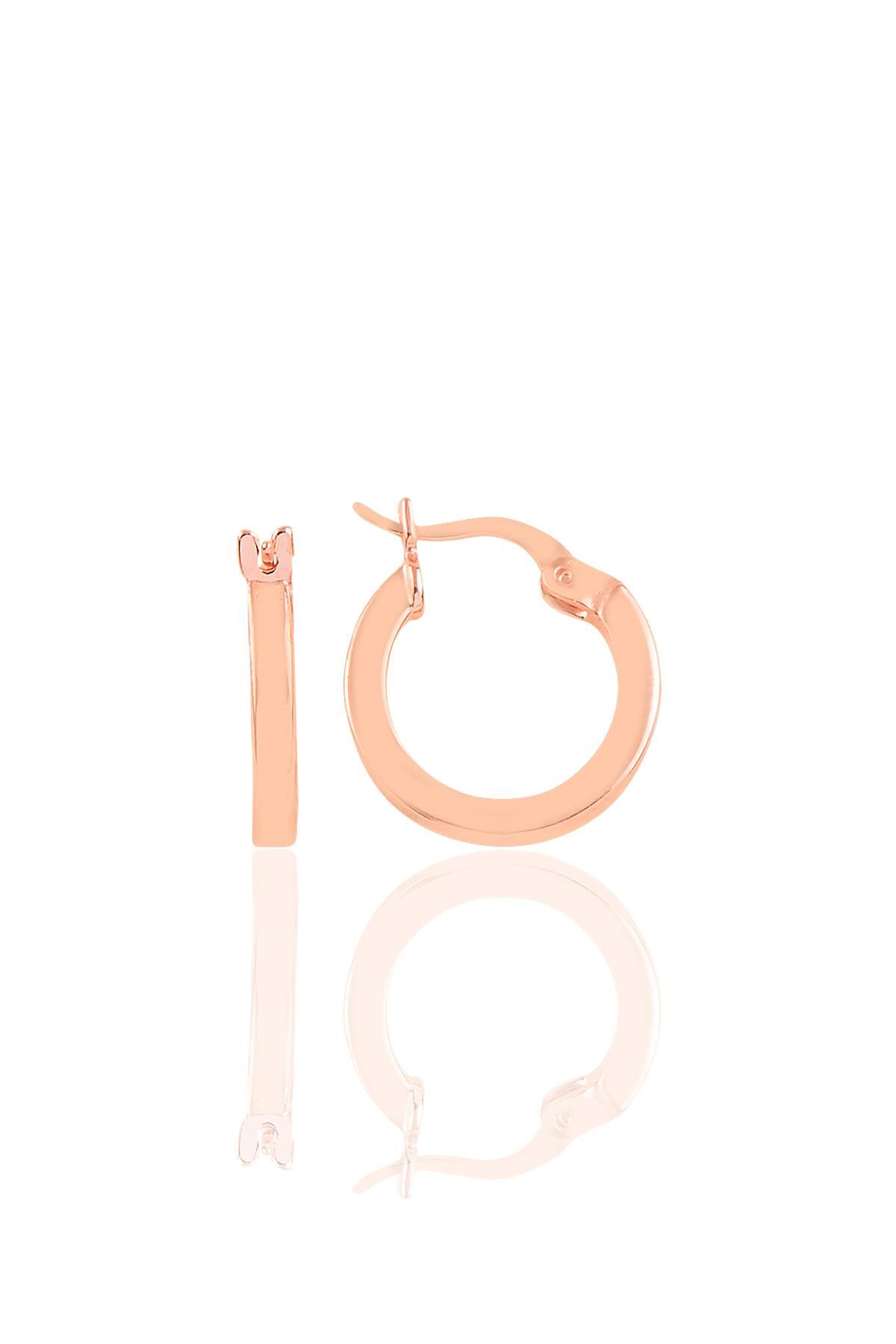 Gümüş rose 14 mm  şarnel halka küpe SGTL10757ROSE