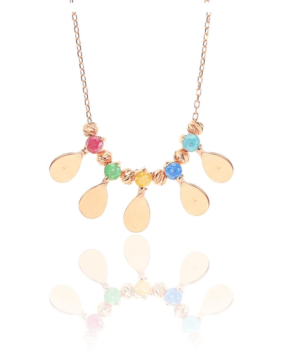 Gümüş damla ve dorica toplu kolye SGTL8451