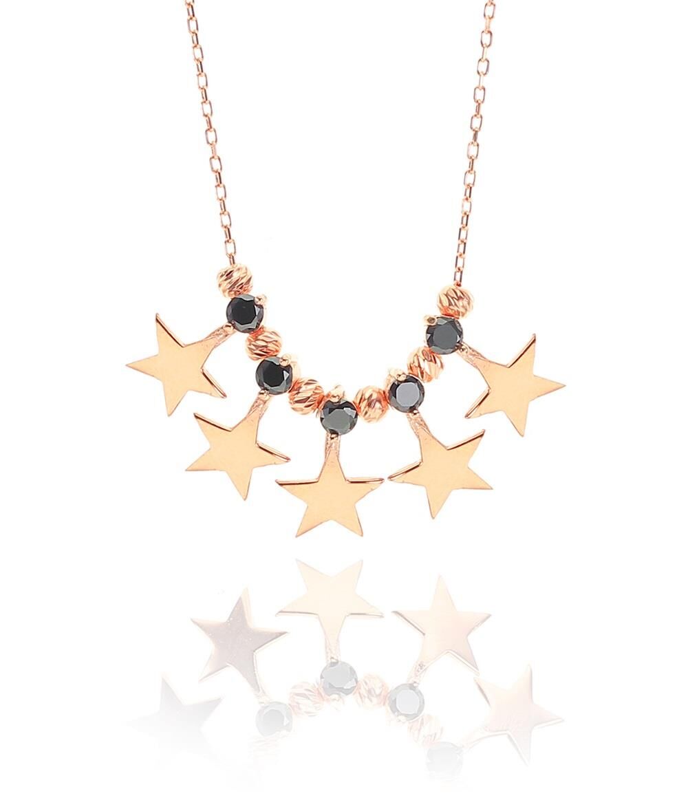 Gümüş yıldız ve dorica toplu kolye SGTL8452