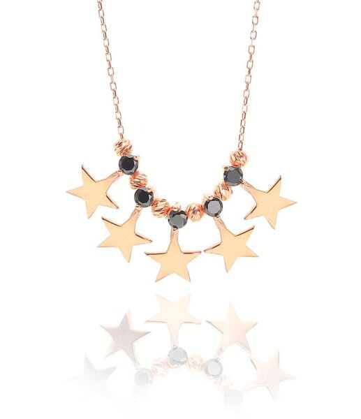 Gümüş yıldız ve dorica toplu kolye SGTL8452