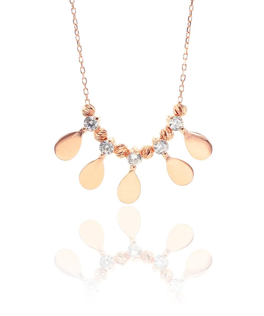 Gümüş damla ve dorica toplu kolye SGTL8453