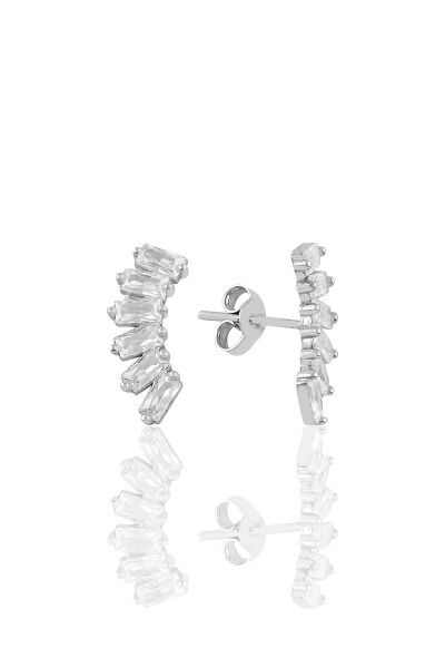 Gümüş rodyumlu altı  baget taşlı küpe SGTL10760RODAJ