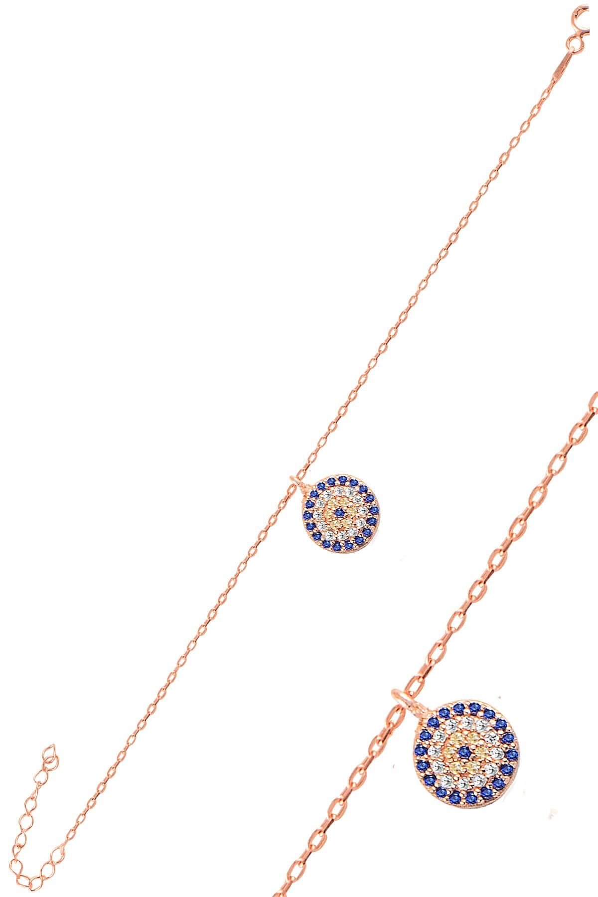Gümüş rose zirkon taşlı nazar bileklik SGTL11076ROSE