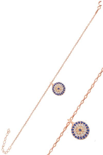 Gümüş rose zirkon taşlı nazar bileklik SGTL11076ROSE