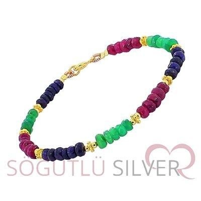 kök yakut ,kök zümrüt ve safir taşlı bileklik bileklik6840