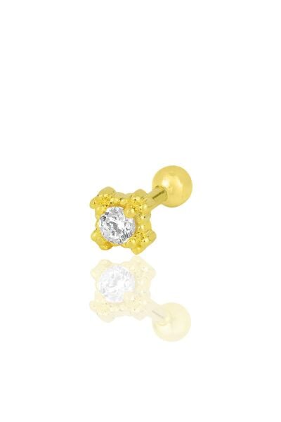 Gümüş altın yaldızlı zirkon tek taşlı Tragus helix Piercing küpe SGTL12199GOLD