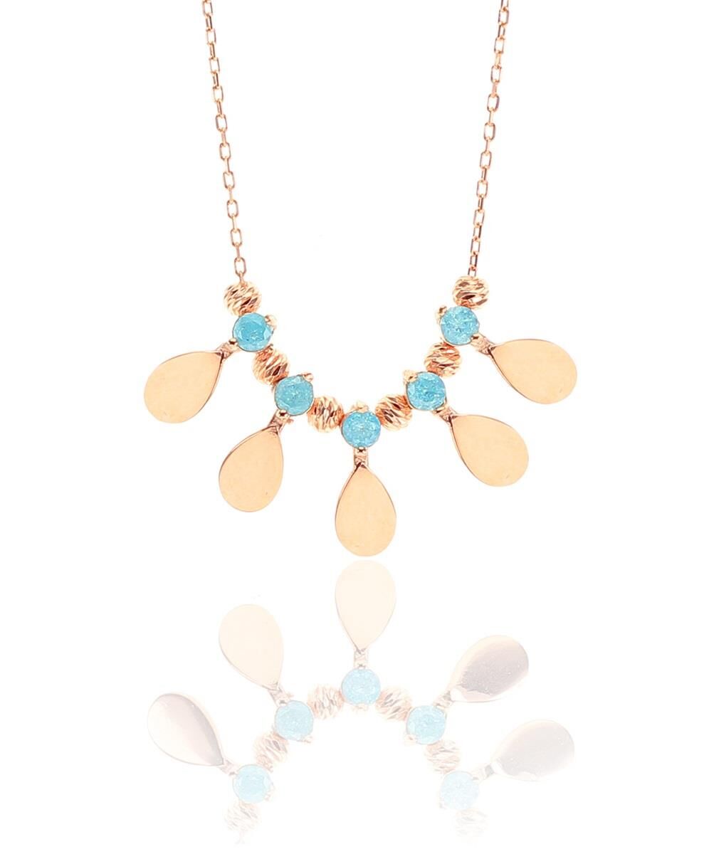 Gümüş damla ve dorica toplu kolye SGTL8454