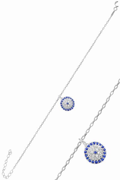Gümüş rodyumlu zirkon taşlı nazar bileklik SGTL11076RODAJ