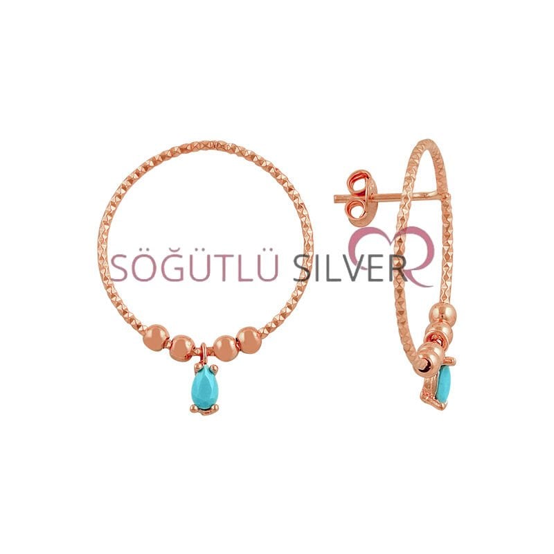 Turkuaz taşlı halka küpe SGTL7316