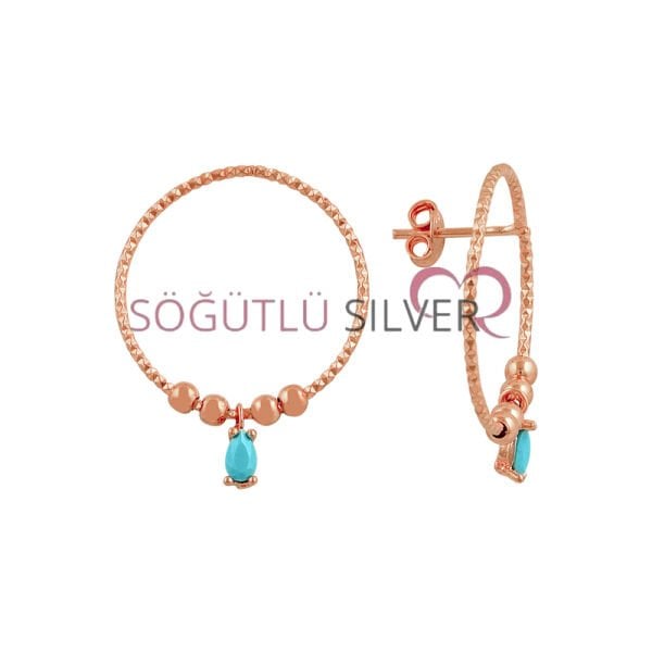 Turkuaz taşlı halka küpe SGTL7316