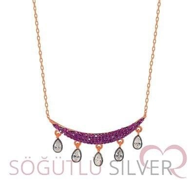 füşya taşlı damlalı kolye kolye4674