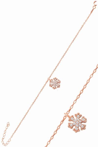 Gümüş rose zirkon taşlı kartanesi bileklik SGTL11074ROSE
