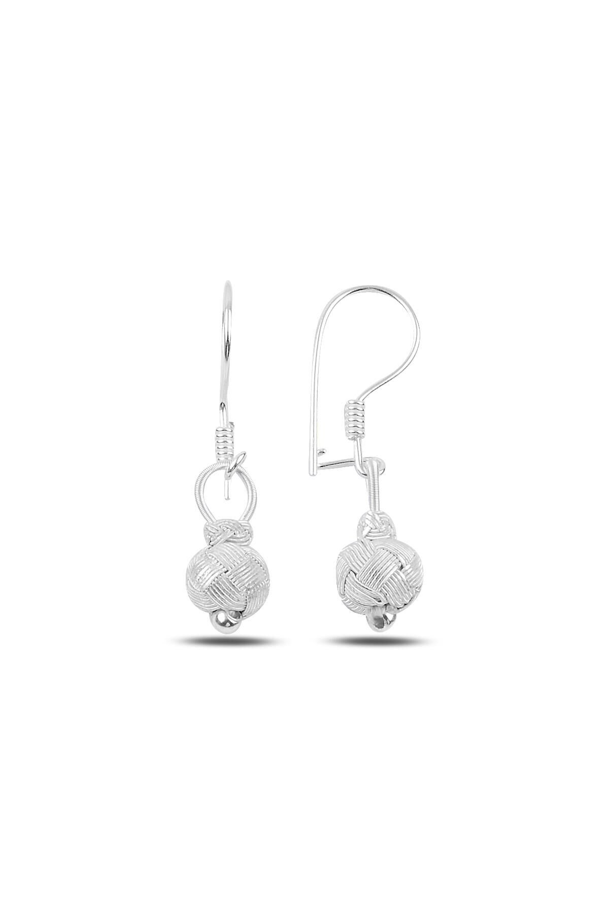 Gümüş beyaz kazaziye top küpe SGTL9519BYZ