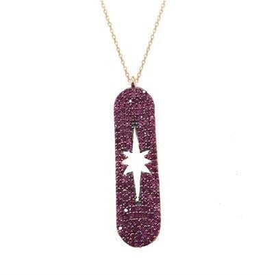 granat taşlı kutup yıldızı rose kolye kolye5098